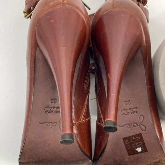 Joie stiletto spike heel leather lace up combat granny booties Size 8 - Picture 9 of 11